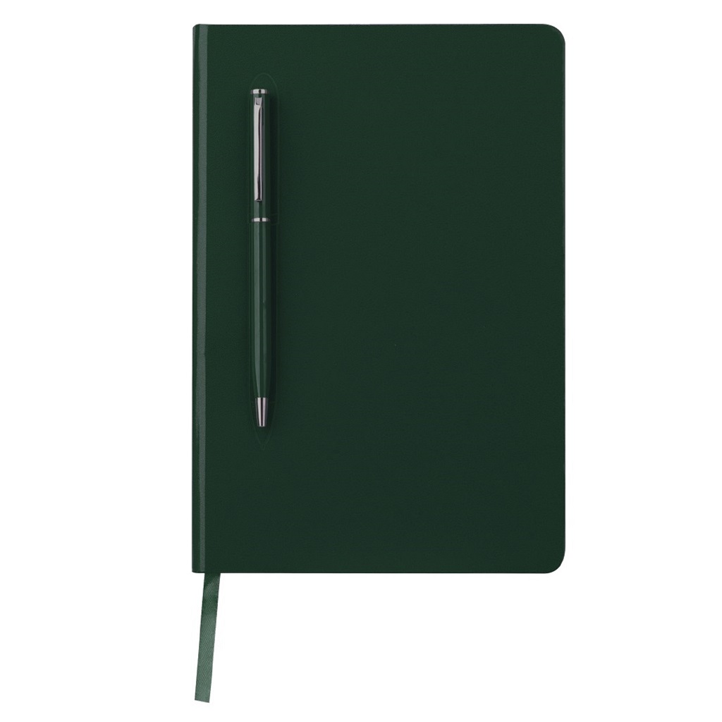 Giftology A5 Hard Cover Notebook with Metal Pen - Green