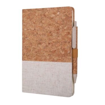 eco-neutral A5 Cork Fabric Notebook and Pen Set - White