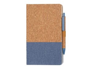 eco-neutral A5 Cork Fabric Notebook and Pen Set - Blue