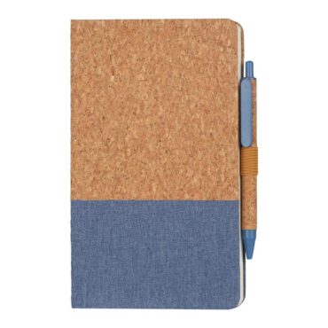 eco-neutral A5 Cork Fabric Notebook and Pen Set - Blue