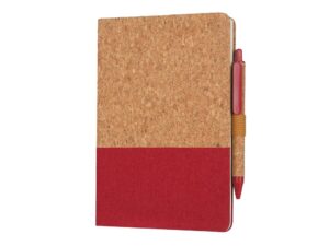 eco-neutral A5 Cork Fabric Notebook and Pen Set - Red