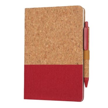 eco-neutral A5 Cork Fabric Notebook and Pen Set - Red