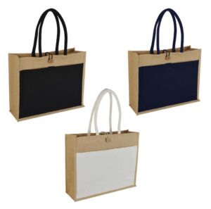 Jute Bag with Canvas Pocket