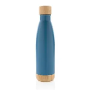 Giftology Double Wall Stainless Bottle with Bamboo Lid and Base - Blue