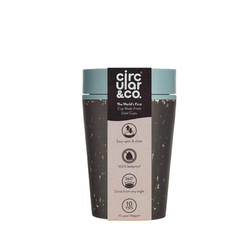 Circular Cup 8oz Black and Faraway Blue