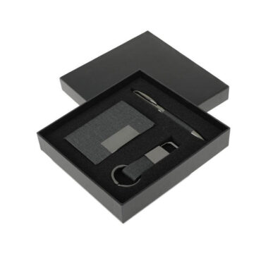 Giftology Gift Set (Card Holder, Key Chain and Pen) - Black