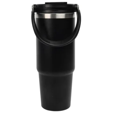 Stainless Steel Straw and Flip Stray Sipper Tumbler - 900ml (Black)