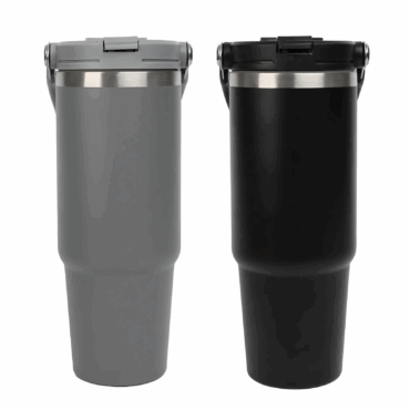 Stainless Steel Straw and Flip Stray Sipper Tumbler - 900ml (Black)