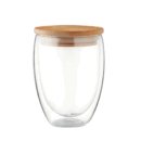 Double Wall Glass Mug with Bamboo Lid - 350ml