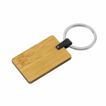 Bamboo and Metal Keychain