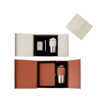 Elegant Gift Set with 420ml Stainless Steel Mug, PU Notebook & Metal Pen in Premium Leather Box